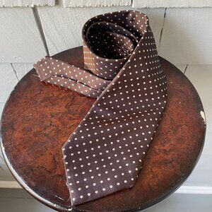 Tom Ford Super-Luxe Brown Men's Necktie with White Polka Dots Made in Italy 60x4